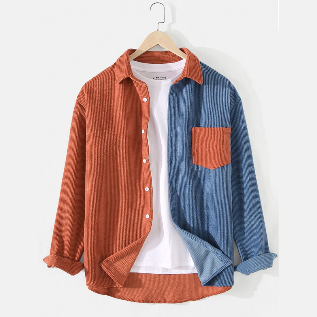 Rust & Blue Patchwork Shirt
