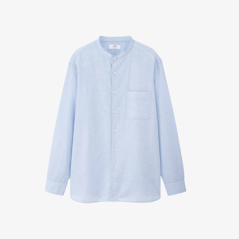 Light Blue Mandarin Collar Shirt